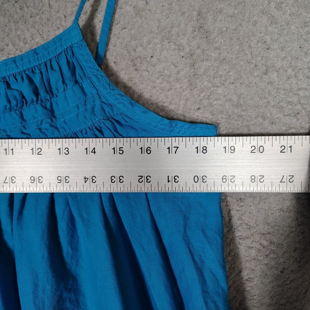 Black Halo Zinnia Maxi Dress Women's L Blue Tiered Ruffle Front Slit Sleeveless - Picture 7 of 12